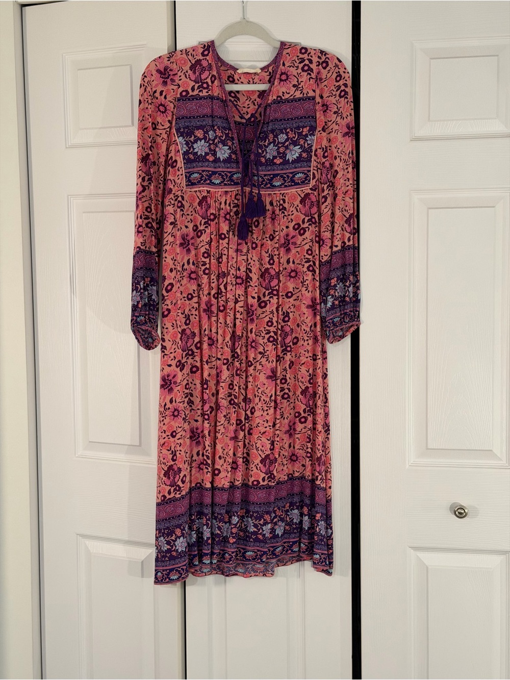 Spell and the Gypsy Boho Floral Pink Maxi Dress with Tassel Tie